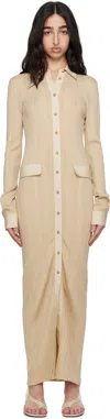 Totême Beige Knitted Shirt Maxi Dress In Peanut 271