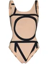 Totême Beige Stretch Jersey Monogram One-piece Swimsuit In Beige