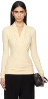 Totême Beige Overlapped Jersey Top In Ecru 116