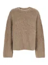 Totême Beige Oversized Sweater With Brushed Effect In Alpaca Blend Woman In Beige