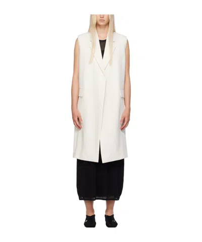 Totême Beige Sleeveless Coat In White