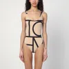 Totême Beige Swimsuit With Black Details In Techno Fabric Woman In Beige