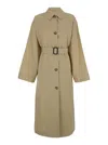 TOTÊME BEIGE TRENCH COAT WITH MATCHING BELT IN COTTON BLEND WOMAN