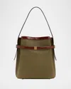 Totême Belted Bonded Canvas Bucket Bag In Khaki Green