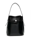 Totême Belted Leather Bucket Bag In Black