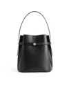Totême Belted Palmellata Leather Bucket Bag In Black
