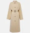 Totême Tumbled Cotton-silk Belted Long Trench Coat In Sand
