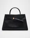 Totême Belted Croc-embossed Leather Bucket Bag In Black