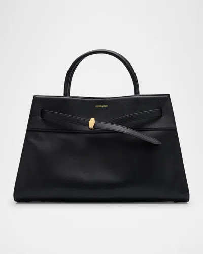 Totême Belted Croc-embossed Leather Bucket Bag In Black