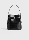 Totême Belted Croco-embossed Bucket Bag Black In Black