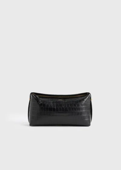 Totême Belted Croco-embossed Clutch Black