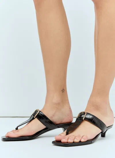Totême Belted Croco Flip-flop Heels In Black