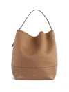 Totême Belted Leather-trimmed Wool Tote Bag In Brown