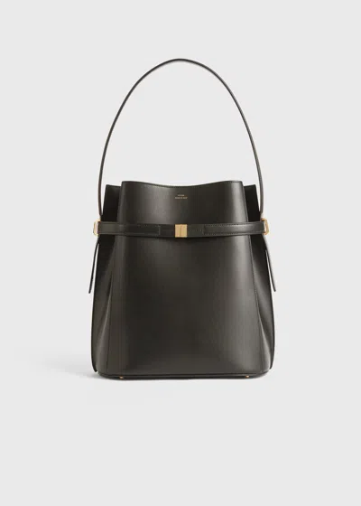 Totême Belted Leather Bucket Bag Bark