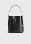 Totême Belted Palmellata Leather Bucket Bag In Black