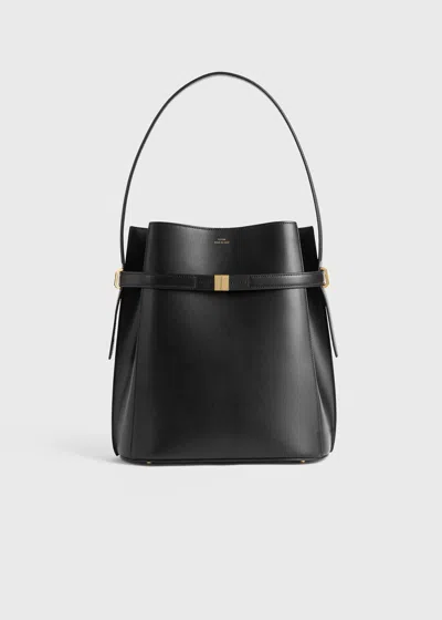 Totême Belted Leather Bucket Bag Black