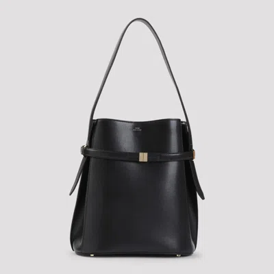 Totême Belted Leather Bucket Bag In Black