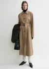 Totême Belted Leather Coat Truffle In Truffle