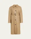 Totême Belted Leather Coat Truffle In Medium Beige