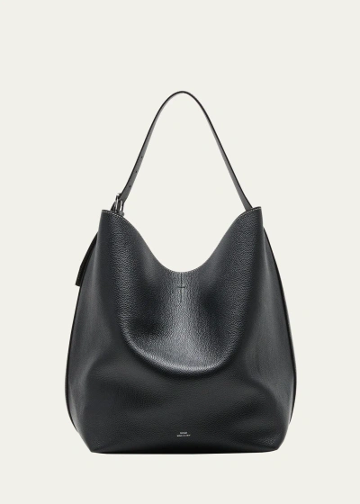Totême Belted Leather Tote Bag In Black