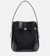 Totême Belted Medium Croc-effect Leather Tote Bag In Black