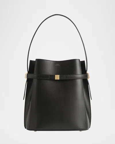 Totême Belted Napa Leather Bucket Bag In Black