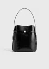 Totême Belted Naplack-leather Bucket Bag Black In Black