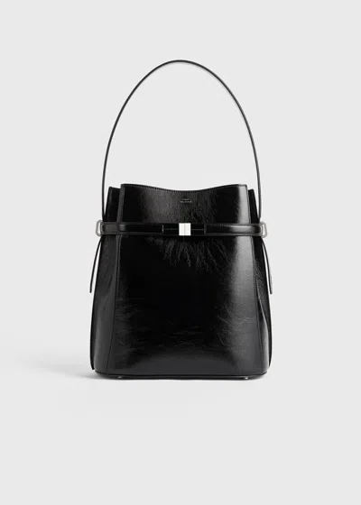 Totême Belted Naplack-leather Bucket Bag Black