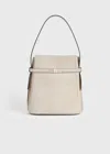 Totême Belted Suede Bucket Bag Pearl