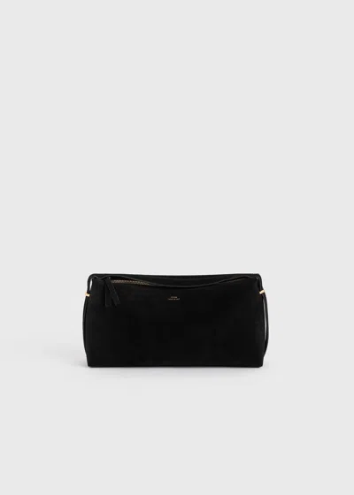 Totême Belted Suede Clutch Black