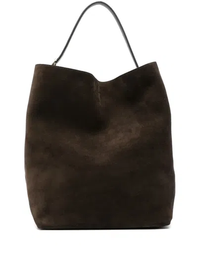 Totême Belted Suede Shoulder Bag In Braun