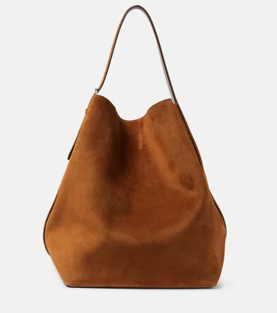 Totême Belted Suede Tote Bag In Brown