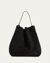 Totême Large Belted Suede Tote Bag In Espresso