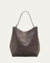 Totême Large Belted Suede Tote Bag In Granite