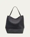 Totême Belted Wool & Leather Tote Bag In Grey Melange