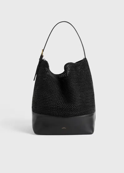 Totême Belted Woven-leather Tote Black