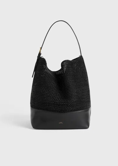 Totême Belted Woven-leather Tote Black