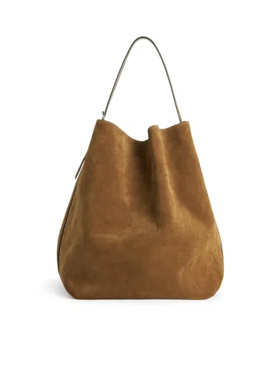 Totême Belteg Tote Suede Bag In Brown