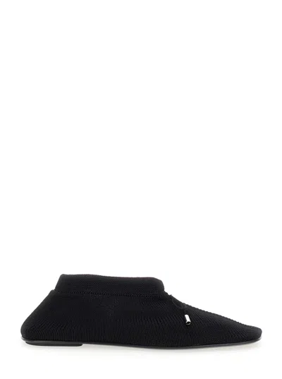 TOTÊME BLACK BALLET FLATS WITH BOW DETAIL IN KNIT WOMAN