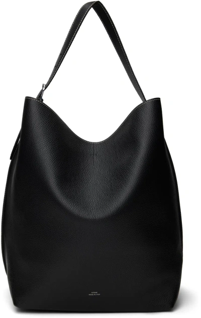 Totême Belted Leather Tote Bag In Black