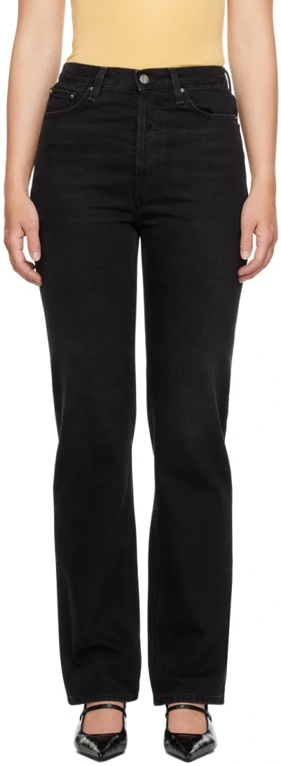 Totême Logo-button High-waisted Jeans In Black