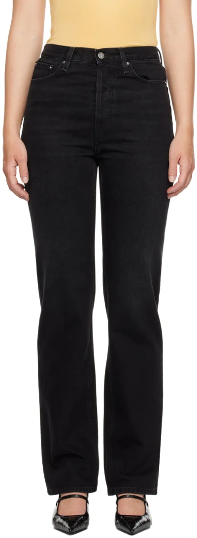Totême Logo-button High-waisted Jeans In 230 Faded Black