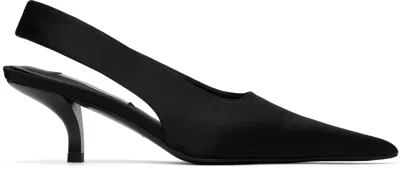 TOTÊME BLACK CLASSIC SATIN SLINGBACK HEELS