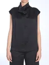 Totême Black Collared Sleeveless Top In Black