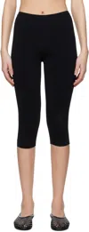 Totême Black Compact Knit Capri Trousers In Black 001
