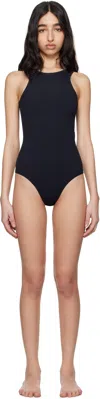 Totême 'espera' Black U Neck Rib Tank Top In Stretch Cotton Woman Toteme In Black 001