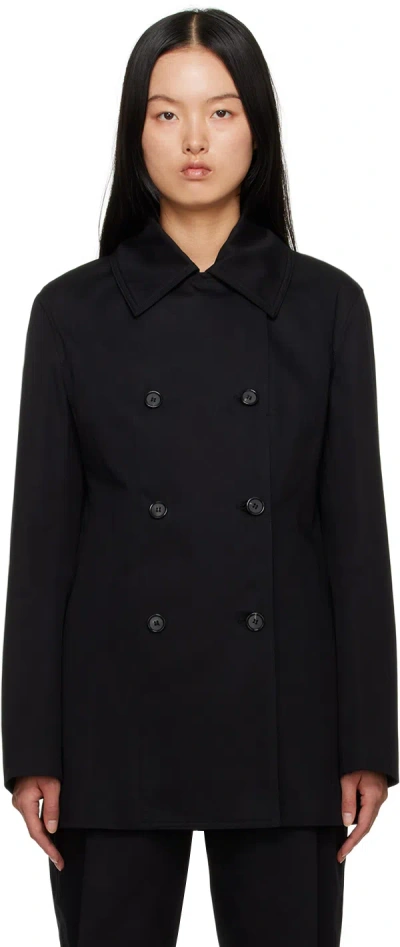 Totême Black Double-breasted Jacket In 200 Black