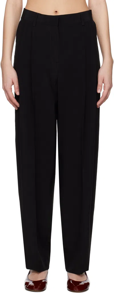 Totême Black Double-pleat Straight Trousers In Black 001