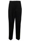 Totême Black Double Pleated Tailored Trousers In Black