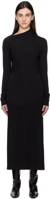 Totême Long Draped Jersey Dress In Black 001